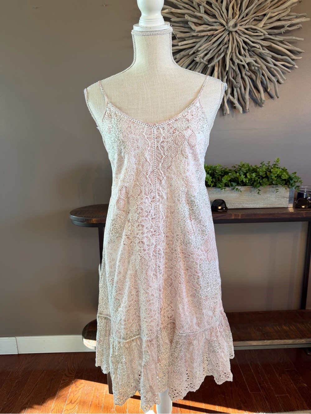 Rachel Zoe spaghetti strap boho print cotton dress